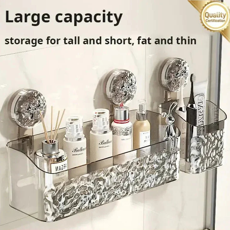Practical no-drill bathroom wall shelf